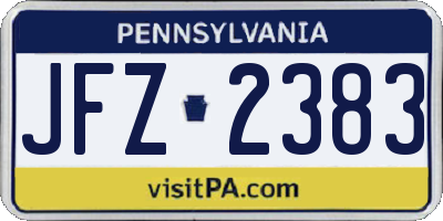 PA license plate JFZ2383