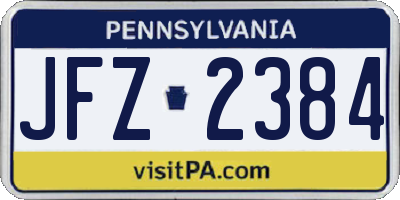 PA license plate JFZ2384