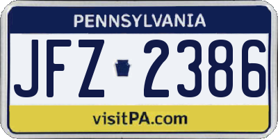 PA license plate JFZ2386