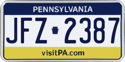 PA license plate JFZ2387
