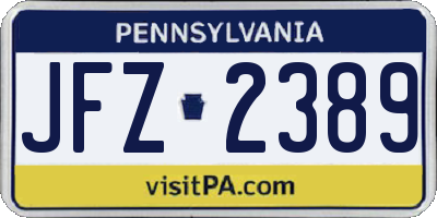 PA license plate JFZ2389