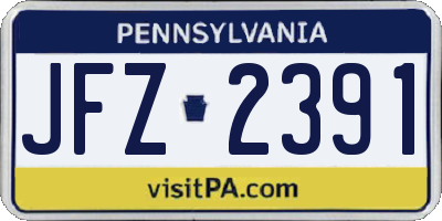 PA license plate JFZ2391