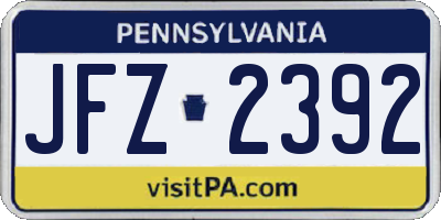 PA license plate JFZ2392