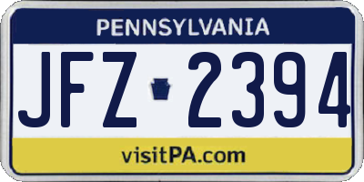 PA license plate JFZ2394