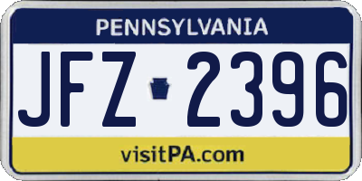 PA license plate JFZ2396