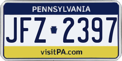 PA license plate JFZ2397