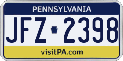PA license plate JFZ2398
