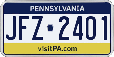 PA license plate JFZ2401