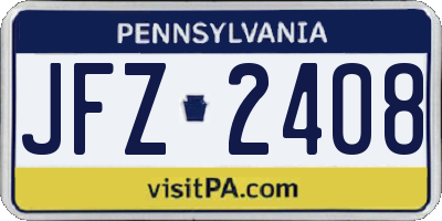 PA license plate JFZ2408