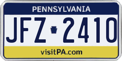 PA license plate JFZ2410