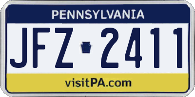 PA license plate JFZ2411