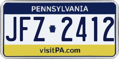 PA license plate JFZ2412
