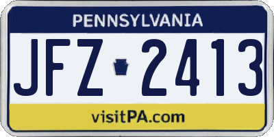 PA license plate JFZ2413