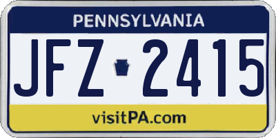 PA license plate JFZ2415