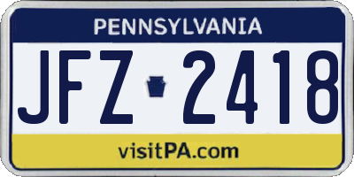 PA license plate JFZ2418