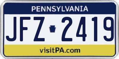 PA license plate JFZ2419