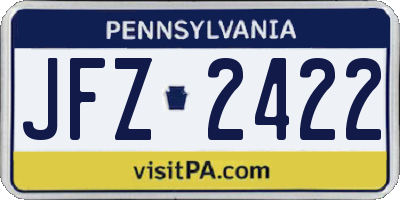 PA license plate JFZ2422