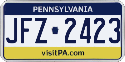 PA license plate JFZ2423