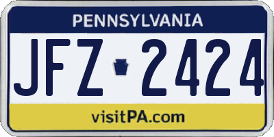 PA license plate JFZ2424