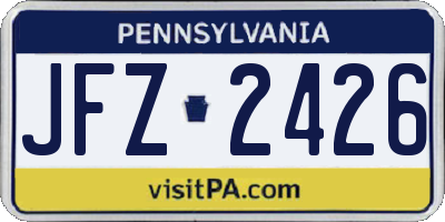 PA license plate JFZ2426