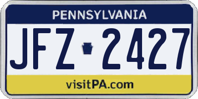 PA license plate JFZ2427