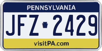 PA license plate JFZ2429
