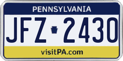 PA license plate JFZ2430