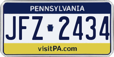 PA license plate JFZ2434