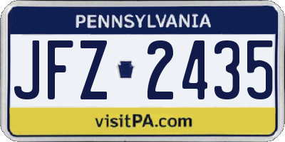 PA license plate JFZ2435