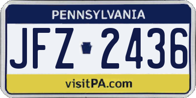 PA license plate JFZ2436