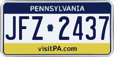 PA license plate JFZ2437