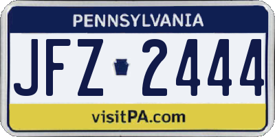 PA license plate JFZ2444