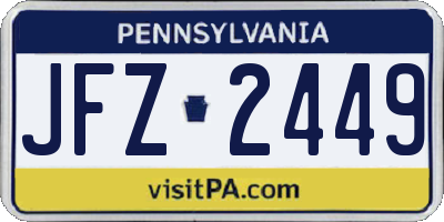 PA license plate JFZ2449
