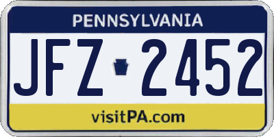 PA license plate JFZ2452
