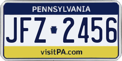 PA license plate JFZ2456