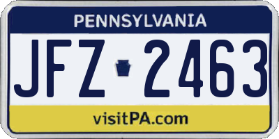 PA license plate JFZ2463