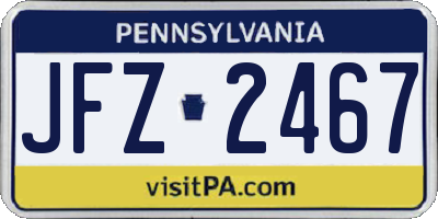 PA license plate JFZ2467