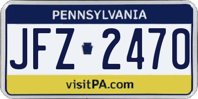 PA license plate JFZ2470
