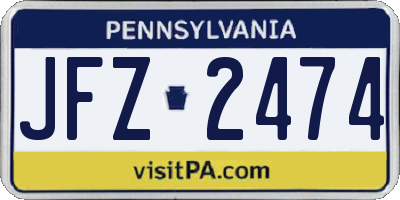 PA license plate JFZ2474