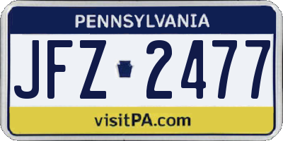 PA license plate JFZ2477