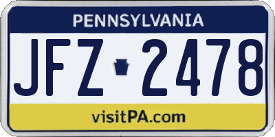 PA license plate JFZ2478