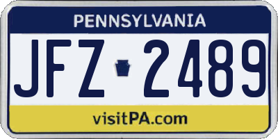 PA license plate JFZ2489