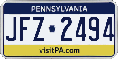 PA license plate JFZ2494