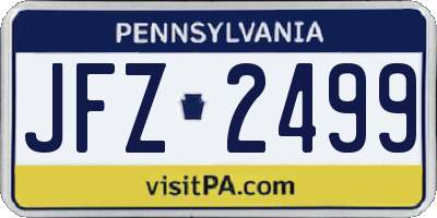 PA license plate JFZ2499