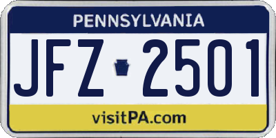 PA license plate JFZ2501