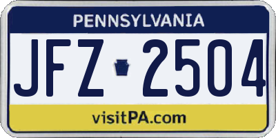 PA license plate JFZ2504