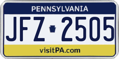 PA license plate JFZ2505