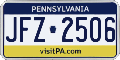 PA license plate JFZ2506