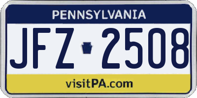 PA license plate JFZ2508