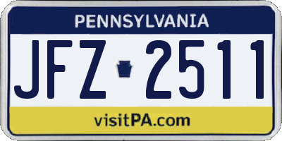 PA license plate JFZ2511